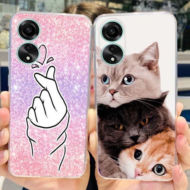 Desenhos animados bonitos do gato pintados Soft Silicone TPU Phone Case,  Tampa traseira Oppo A78 4G, CPH2565 - AliExpress